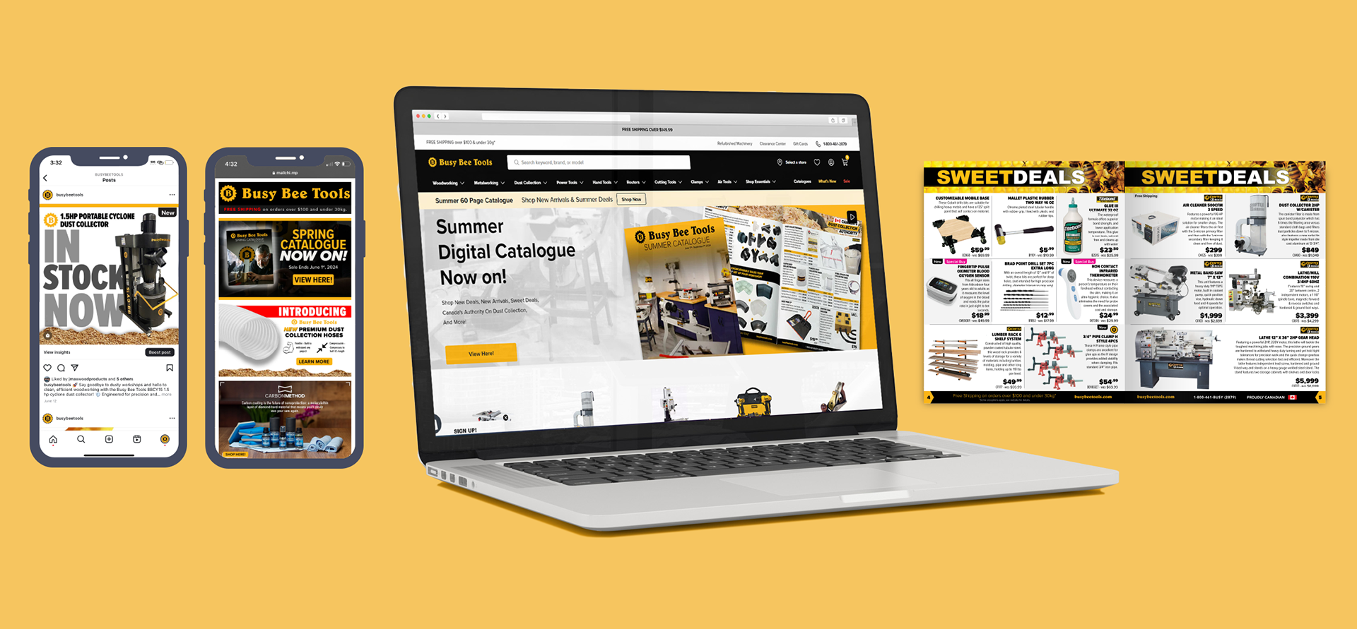 Busy Bee Tools premium cyclone dust collector product line marketing graphic