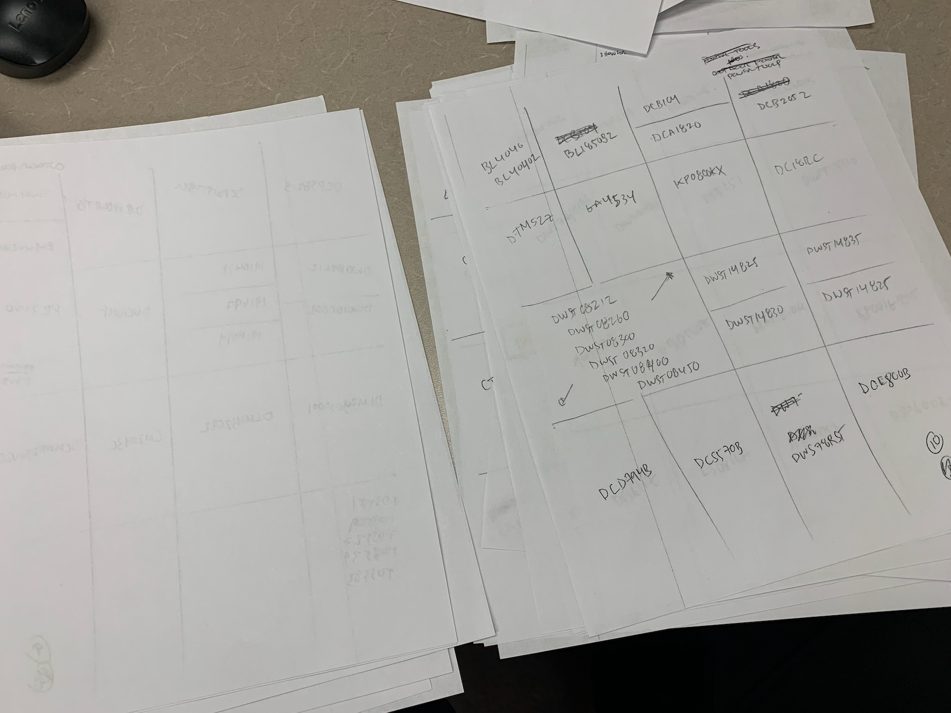 Early catalogue page planning and product organization