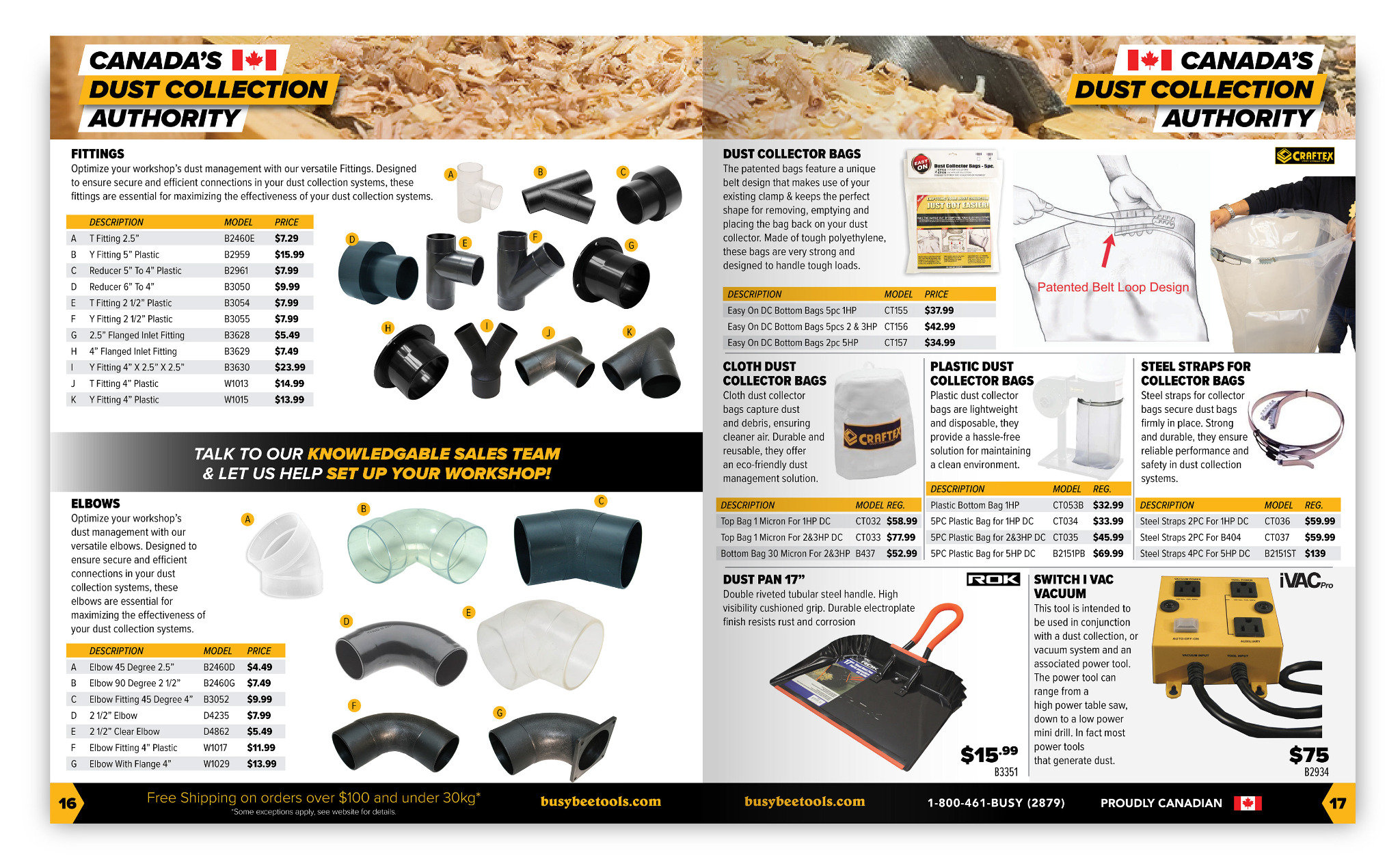 Busy Bee Tools dust collection catalogue spread