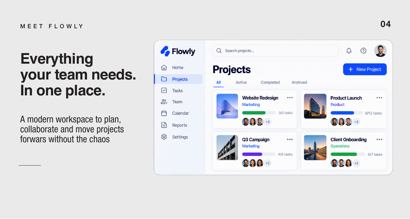 Flowly product interface slide
