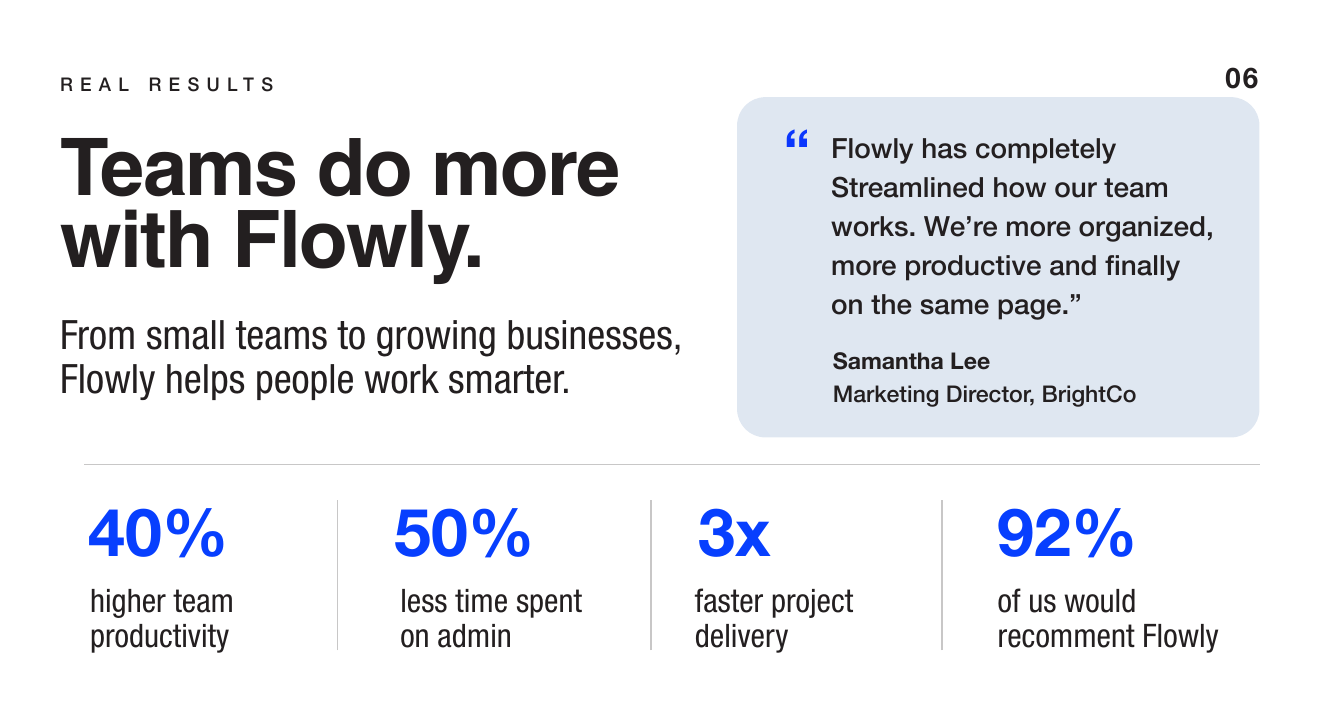 Flowly results slide